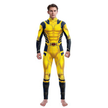 (XL, Y) 2024 Volwassenen Kinderen Wolverine James Howlett Cosplay Kostuum Heren Halloween Zenti Feest Bodysuit Slim Geel Fancy Jumpsuit