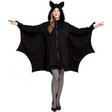(X-Large) Creations Womans Black Bat Zip Hoodie Halloween Costumes for Adults
