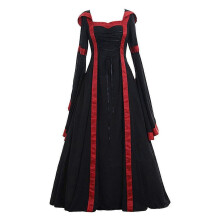 (3XL, Negro) Disfraces góticos medievales renacentistas para mujer de Halloween, disponibles en tallas de la S a la 5XL.