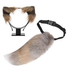 (Style 3) Animal Role Play Outfit Set Furry Animal Tail Costume and Plush Ear Headband for Women Halloween Cosplay Animal Costume 14