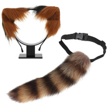 (Style 4) Animal Role Play Outfit Set Furry Animal Tail Costume and Plush Ear Headband for Women Halloween Cosplay Animal Costume 14