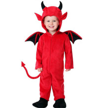(XL, Rood) Jumpsuit met capuchon en vleermuismotief, Halloween vleermuiskostuum, accessoires, Halloween duivelkostuum met vleugels, rood S