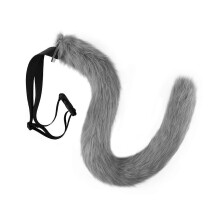 (Gray) Adjustable Belt for Cat Fox Tail for Cat Prop Fur Furry Cosplay Carnival Party Christmas Anime Accessories Halloween Cos Black