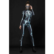(L) Festive Gothic Skeleton Catsuit - Ideal for Halloween & Christmas Parties_Special Gift