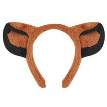 (hairband) Lovely Dogs Headband Set Plush Animal Tail Bowtie Brown Mesh Skirt Lions Hair Hoop Set for Halloween Cosplay Party