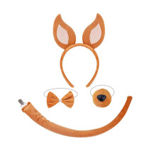 (Scooby Doo fourpiec) Plush Dogs Costume Set Dogs Ear Hair Hoop False Nose Brown Mesh Skirt Plush Tail Bowtie Foxes Ear Headband for Halloween