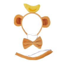 (Banana monkey B) Halloween Monkey Cosplay Costume Monkey Ear Headband Tail Bowtie, Kids Animals Cosplay Set Halloween Animal Dress Up Set