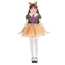 (L, Gelb) Halloween-Katzenkostüm für Damen, Anime-Film-Outfit, Kurzarmkleid, Karnevals-, Party- und Bühnenkleidung, Gelb, Größe S