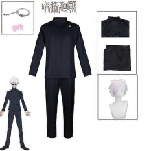 (M, A3) Gojo Satoru Cosplay Uniform Jujutsu Kaisen Gojo Satoru Cosplay Costume High School Uniform Wig Suit Halloween Costumes for Men - JA