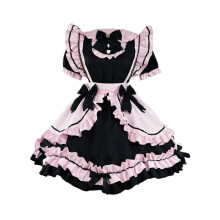 (4XL, Pink) 3Pcs Sweet Maid Outfit Women Anime Maid Costume Fancy Dress Cosplays Costume Maid Dress with Headwear Apron Pink S