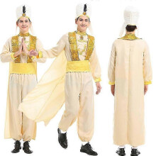 (L) Indian Prince Costume for Men Aladdin Cosplay Halloween Carnival Party Costume