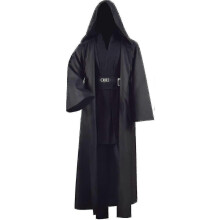 (M, Black) Adult Tunic Costume For Jedi Outfit Skywalker Halloween Cosplay Costume Hooded Robe Cloak Full Set U