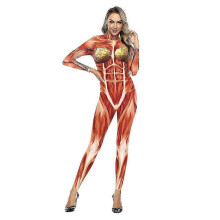 (L, Style-C) Halloween Cosplay Costumes for Men Women 3D Printed Muscle Human Anatomy Body Bodysuit Jumpsuits