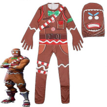 (140 cm) Peperkoekmannetjes jumpsuit kostuum Halloween cosplay kostuum met masker