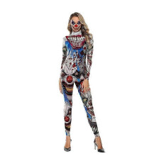 (XL) Dames Halloweenkostuum Killer Clown Jumpsuit met print Cosplay Carnaval Feest Nacht Straat Dameskleding Vrouwelijke Joker vxz