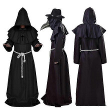 (Zwart pak, S) Pestdokterskostuums, Pestdoktersmasker, Halloween, Middeleeuwse capuchon, Cosplaymasker, Feest, Halloweenkostuums, Steampunkmasker