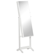 Mirrored Jewellery Cabinet Lockable Jewellery Organiser for Bedroom White