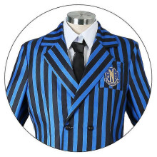 (XXL, Paars) Herenkostuums voor woensdag, schooluniform, set van 4, Addams Family cosplaypak, herenkostuum, Halloweenoutfit