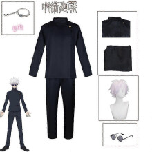 (L, A4) Gojo Satoru Cosplay Uniform Jujutsu Kaisen Gojo Satoru Cosplay Costume High School Uniform Wig Suit Halloween Costumes for Men - JA