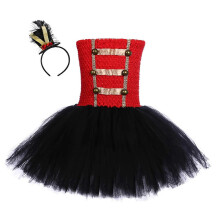 (L, SL238 rood) Circusdirecteurkostuum voor meisjes, Halloween cosplayjurk, prinsessenjurk met hoofdband, pailletten tutu-jurk voor kinderen