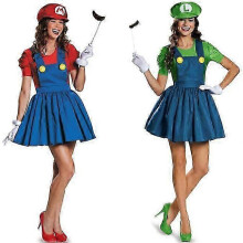 (S, Red) Women's Halloween Super Mario Costume Anime Cosplay Dress SZZK