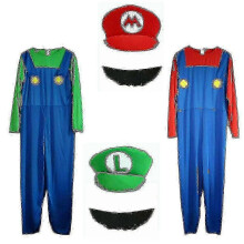(S, Roter Mario) Super Mario und Luigi Kostüm für Erwachsene – Klempnerbrüder Halloween-Kostüm
