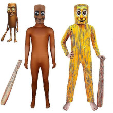(140 cm, B) Brainrot Tung Tung Tung Sahur Jumpsuits Jungen Mädchen Halloween Cosplay Kostüm Anzug