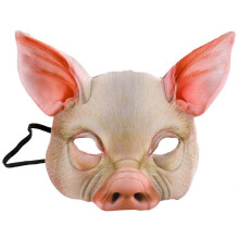 (Bianco) Maschera da maiale di Halloween, maschera animale realistica per cosplay, accessori per costumi di Halloween
