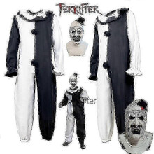 (S, traje) Disfraz de payaso de Art - Conjunto de mono y máscara de Terrifier 2 para Halloween (para hombres y mujeres)