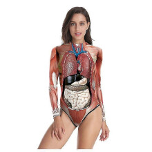 (M, F0110) Tuta intera 3D per feste di Halloween con stampa muscolare, corporatura elasticizzata, costume cosplay - JA