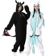 (S Fit 145-158cm, White) Adult Kigurumi Onesie Cartoon Tothless Pajamas For Adult Women Men Animal Pyjamas Homewear Halloween Cosplay Party Costume