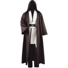 (S, White) Adult Tunic Costume For Jedi Outfit Skywalker Halloween Cosplay Costume Hooded Robe Cloak Full Set U