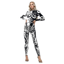 (S) Mono de Halloween para mujer, mono estampado 3D, traje de escenario, ropa de actuación para mujer, mono para fiesta de Halloween.