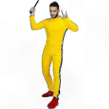 (S, HEREN) Gele jumpsuit in kungfu-stijl voor volwassenen, Halloweenkostuum, uniform, eendelig pak - FKB