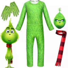(140) Halloween-Cosplay: Grünhaariges Monster, der Grinch, Jumpsuit, Body, vxz