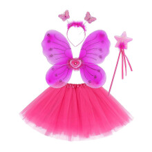 (Red Type A) Cute Dreamlike Fairy Princess Angel Wand Butterflies Wing Headband Tutu-Birthday Party Halloween Cosplay Costume Props