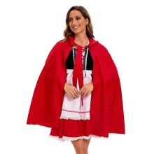 (L, 20283【Rock+Cape】) Halloween Rotkäppchen Kostüm für Erwachsene, Bühnenkostüm, Märchenoutfit 20283【Rock+Umhang】