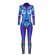 (L, A) Dames Halloween Skelet 3D-geprint Vampierkostuum Botten Schedel Nauwsluitende Catsuit Jumpsuit