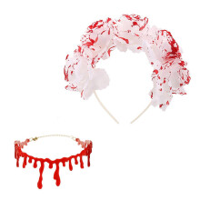 (Style 2) Halloween Costume Set Splattered Blood Glasses Horror Glasses Halloween Bloody Gloves Stockings for Masquerade Parties Style 2