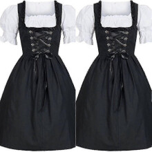 (S) German Ladies Beer Maid Dirndl Bavarian Oktoberfest Dress With Apron Costumes Party Halloween Fancy Dress Plus Size S-5xl