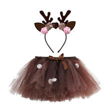 (L, D) Halloween elandkostuumset met elandrok, kerstkostuum, hoofdband met elandoren en tutu-rok, voor een meisjesverjaardag.