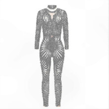 (L) Traje de robot esqueleto impreso en 3D con cremallera en la espalda para mujer, ideal para carnaval y Halloween.