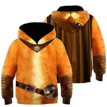 (S 150cm, 2) Costume da cosplay del Gatto con gli Stivali per Halloween, stesso stile per uomo e donna, felpa intera per la casa.