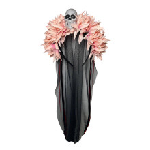 (Pink) Halloween Long Lace Skull Headband Decorative Headdress Ornament for Adults Women Teenager Girl Costume Burgundy