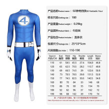 (150, blauw) Fantastic Four kostuum: jumpsuit, Halloween cosplay outfit, strak performancepak