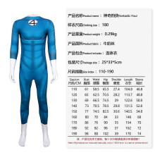 (160, pfauenblau) Fantastic Four Kostüm Jumpsuit Halloween Cosplay Outfit Enger Performance Anzug