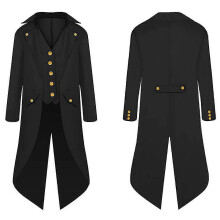 (155, Black) Halloween Costumes Halloween Parent-Child Clothing Men's Retro Clothing Children's Mid-Length Punk Retro Tuxedo