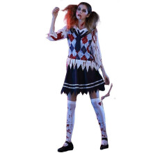 (S, 2829) Costume da studentessa zombie di Halloween, abito da vampiro gotico horror, vestito da festa insanguinato, costume cosplay per donne