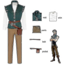 (XXXL) Flynn Rider Costume Tangled Rapunzel Flynn Rider Prince Cosplay Costume Uniform Suits Halloween Clot