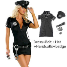 (M, Schwarz A) Polizistinnen-Kostümparty, Karneval, Polizeiuniform, Halloween, Erwachsenen-Frau, Polizei-Verkleidung - ZZY